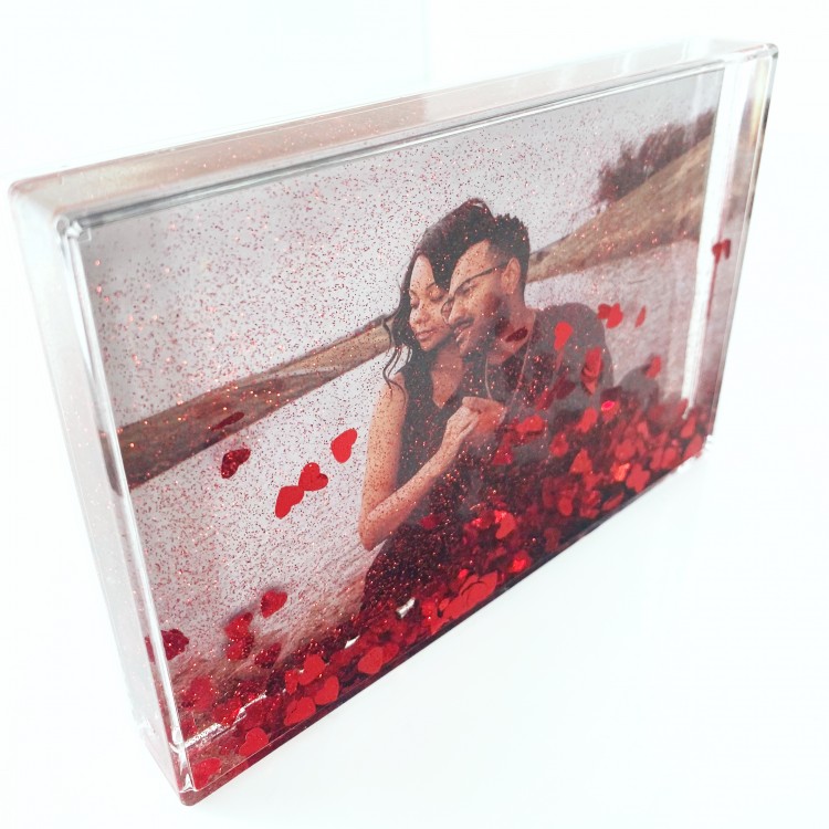 6x4 HeartGlitter Photo Block